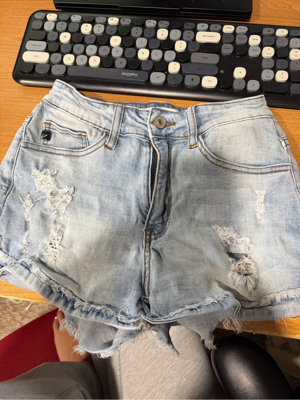 KanCan Light Blue Distressed Denim Jean Shorts